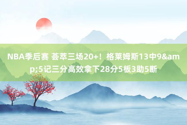 NBA季后赛 荟萃三场20+！格莱姆斯13中9&5记三分高效拿下28分5板3助5断