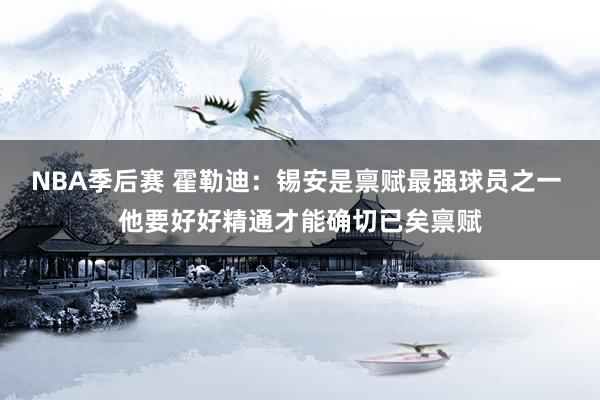 NBA季后赛 霍勒迪：锡安是禀赋最强球员之一 他要好好精通才能确切已矣禀赋