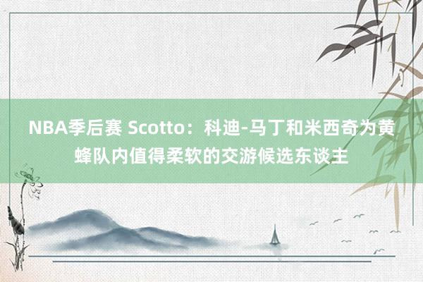 NBA季后赛 Scotto：科迪-马丁和米西奇为黄蜂队内值得柔软的交游候选东谈主